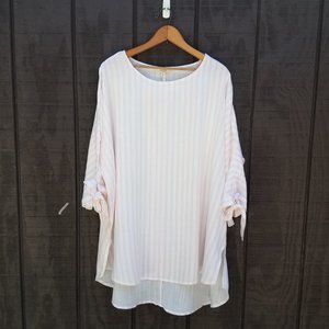 Umgee Striped Cold Shoulder Tunic, Hi-Lo Hem, 1X